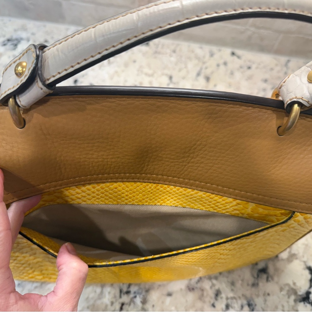 MCM EUC Yellow Python & Tan Leather Satchel - image 10